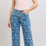 Judy Blue  HW FLOWER PRINT CROP WIDE LEG JEANS Photo 0