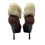 L.A.M.B. Pier Booties Suede Shearling Platform Boots High Heels Brown Size US‎ 8 Photo 8