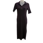 Calvin Klein  Black Knit Rib Short Sleeve Ballet Polo Sweater Midi Dress Medium Photo 1