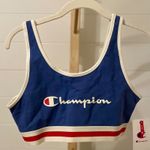 Champion  Blue Red White Trim Sports Bra Top Logo Graphic Women M Photo 0