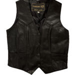 Vintage American Top Leather Women’s Black Biker Vest Medium Photo 0