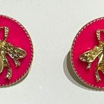 Statement Bee Gold and Pink Stud Earrings NWT Photo 0