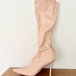 NWOT Femme LA Whistler Leather Pointed Stiletto Knee High Boots Latte 38 / 7.5 Photo 4