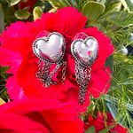 Wild Fable silver Bubble Heart Fringe Post Drop Earrings Photo 1