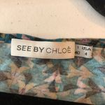 See By Chloe  Womens Top Boat Neck Wool Blend Long Sleeve Geometric Blue 4 Photo 2