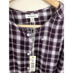 Max Studio  Plaid Ruffle Sleeve Top Button Photo 3