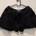 ZARA Black Jean Shorts Distressed Raw Hem Photo 0