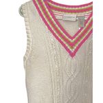 Liz Claiborne Vintage  Womens Sweater Vest Size S White Sleeveless V-Neck Preppy Photo 5