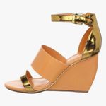 Rebecca Minkoff  Stella Leather Wedge Shoes 8.5 Orange / Gold Photo 0