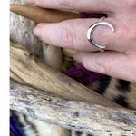 Large Crescent Moon Sterling silver Ring 8,9,10 Silver Photo 3