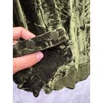 Olive Green Velvet Button Down Shirt Collared Textured Edgy Fall Statement‎ M Size M Photo 4