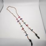 MOP Fetish Bird & Shell Heishi Beads Glasses Chain Blue Photo 1