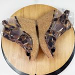 Fergalicious  Kenzie Animal Print Boho Cutout Peep Toe Wedge Sandals‎ Brown 8.5 Photo 6