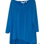 Allison Taylor  3X women’s blue 3/4 sleeve blouse poly spandex stretchy flowy Photo 8