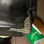 Lauren Ralph Lauren Black Leather Shoulder Bag with Houndstooth Trim Photo 2