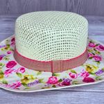 EMG sombrero / hat woven floral fabric beach hat cute summer accessory hat Pink Photo 1