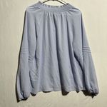 Sanctuary Social Standard by  Tallie Peasant Top Women's L Blue Smocked Tie Neck‎ Photo 7