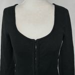 Abercrombie & Fitch Hook and Eye Cropped Slim Cardigan Sweater Black Size Small Photo 3
