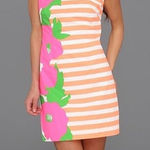 Lilly Pulitzer Lilly Pulitzer Delia Striped & Floral Lined Shift dress in Sunrise Orange, 0 Photo 0