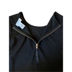Carmen Marc Valvo  Long Sleeve Zip Stretch Peplum Hem Blouse Womens S Black Top Photo 3