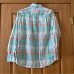 Lands End Women’s Light Weight Plaid Long Sleeve Button Size XS Tall Blue Photo 1