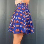 Vintage 70s Mushroom & Bead Print Circle Skirt Blue Size 8 Photo 2