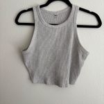 Uniqlo  Gray Ribbed Cropped Tank Top Racerback Sleeveless Athletic Casual‎ Photo 2