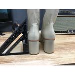 Free People  Sienna Bootie Women's 9.5 White Leather Side Zipper Block Heel Boots Photo 3