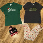 Star Wars  Believe NEW Christmas Women's Medium M Pajama Pants‎ T-shirts Hat Photo 0