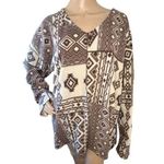Heimish U.S.A. Aztec Geometric Patterned Long Sleeve Soft Sweater Brown Size undefined Photo 0