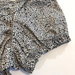 Gap Vintage 90s  Black Cream Floral Smocked Puff Sleeve Square Neck Blouse Large Photo 4