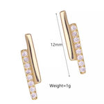 Boutique NEW Womens Gold Plated Sterling Silver Bar Simulated Diamond Stud Earring, 12mm Photo 8