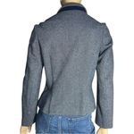 Anait Bian Women’s Size 12 Blue White Tweed Asymmetrical Zip Up Jacket Photo 4