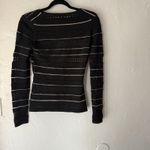 Bailey 44 Sweater Y2k Small Black Beige Striped Textured Knit Going Out Top Photo 7