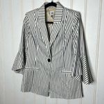CAbi | 5295 Ole Ticking Stripe Bell Jacket Blazer Navy White size 4 Photo 6
