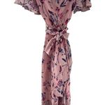Tanya Taylor Blaire Faux Wrap Midi Dress Floral Pink Size 6 Silk Floral Photo 2