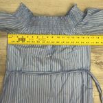 EXPRESS Blue & White Striped Linen Elastic Off The Shoulders Dress Size Small Photo 8