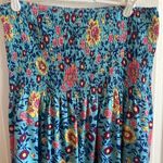 Blue Pink Smocked Strapless Midi Dress Size L Photo 1
