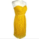 Jenny Yoo  Collection “Hudson” Yellow lace strapless Cocktail Floral Dress Size 6 Photo 3