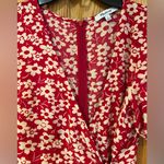 Madewell  V-Neck Wrap-Front Romper w/ Front or Back Tie in Red‎ Mini Daisy Size 0 Photo 6
