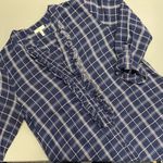 Joie  Shirt Dress Jessalyn Button Up Down Plaid Blue Ruffle Neckline  Size Small Photo 1