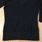 Womens Stretchy Silk Vneck Shirt 3/4” Length Sleeve Open Arms Black Size Medium Photo 2