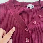 Derek Lam  Sweater Womens Small‎ Red Henley Ribbed Knit Stretch V Neck Photo 7
