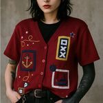 Susan Graver Novelty 4th of July Red White & Blue Nautical Short Sleeve Knit Cardigan Beach L Photo 2