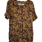 Anthropologie BY  Leopard Print Romper Size Medium Short Sleeve Satiny Playsuit Photo 0