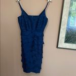 Adrianna Papell  Blue Tiered Ruffled Mini Dress Photo 2