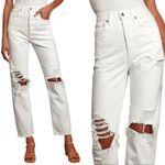 AGOLDE NWT  90s Mid Rise Loose Fit Distressed Denim Straight Jeans White Size 27 Photo 1