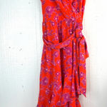 Eliza J 12 Summer HOT Ruffle Midi Orange Red and Purple Aloha Floral Midi Dress Photo 0