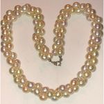 Vintage Faux Pearl Multi Strand Twisted Rope Pale Pink Gray & Off White Necklace Photo 0