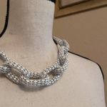 EXPRESS Signed  Chunky White Chain Costume Necklace Adjustable Length Photo 2